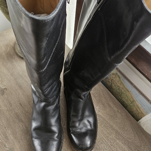 Frye leather knee high riding moto leather flat boots melissa - Picture 10 of 16